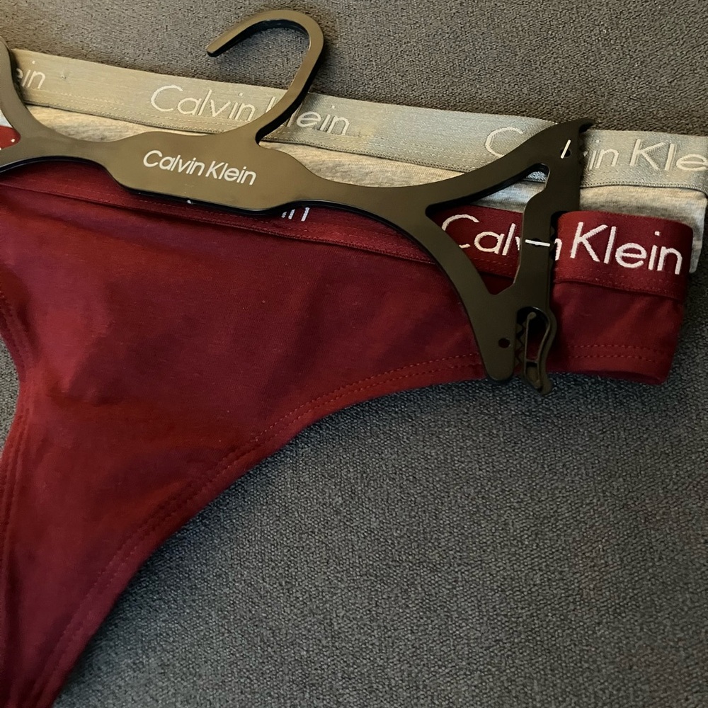 Calvin Klein CK cotton thongs stretch logo Small NWT grey - Picture 2 of 3